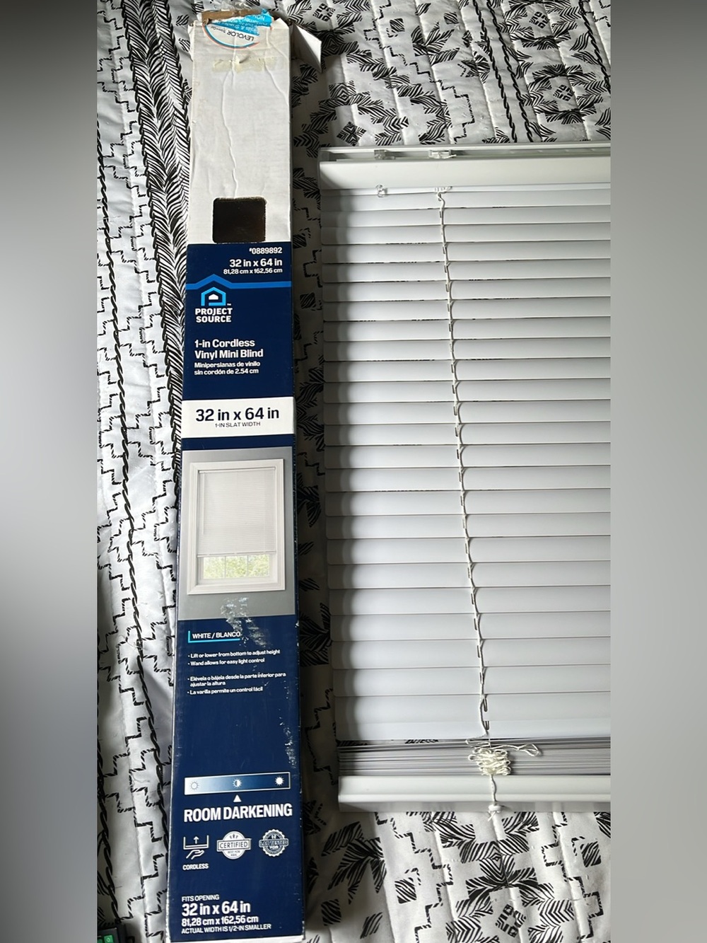 Project Source 1-in Cordless Vinyl Mini Blinds 32 in x 64 in